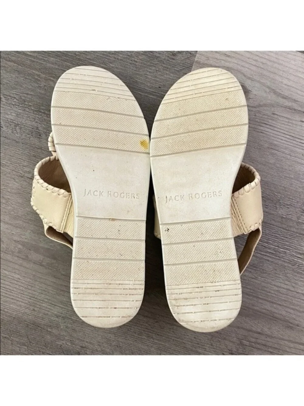 JACK ROGERS Jacks Weekend Slingback Sandal Cream Leather Resort $138 Women's 6.5